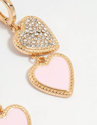 Gold Diamante & Pink Heart Drop Earrings - link has visual effect only