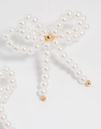 Gold Pearl Bow Stud Earrings - link has visual effect only