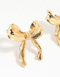 Gold Lovely Bow Stud Earrings - link has visual effect only