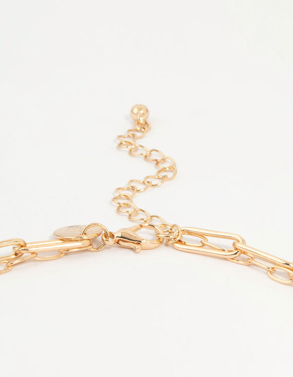 Gold Heart & Bow Charm Necklace