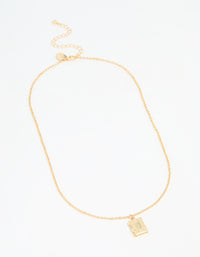 Gold Plated Rectangular Locket Pendant Necklace - link has visual effect only