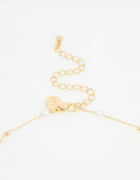 Gold Plated Pearl Station Cross Necklace - link has visual effect only