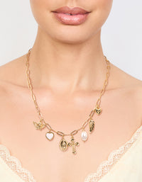 Gold Plated Cross & Pearl Charm Necklace - link has visual effect only