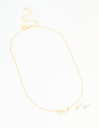 Gold Plated Infinity Pendant Necklace & Earrings Set - link has visual effect only