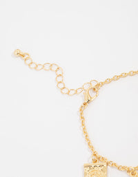 Gold Plated Cross Heart & Sun Charm Bracelet - link has visual effect only