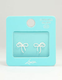 Sterling Silver Textured Thin Bow Stud Earrings - link has visual effect only