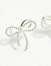 Sterling Silver Textured Thin Bow Stud Earrings - link has visual effect only