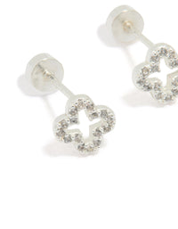 Sterling Silver Cubic Zirconia Hollow Pave Flower Stud Earrings - link has visual effect only