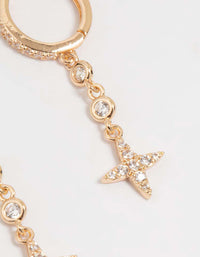 Gold Cubic Zirconia Cross & Stud Earrings 3-Pack - link has visual effect only