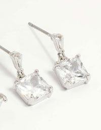 Silver Cubic Zirconia Stud & Drop Earrings 3-Pack - link has visual effect only