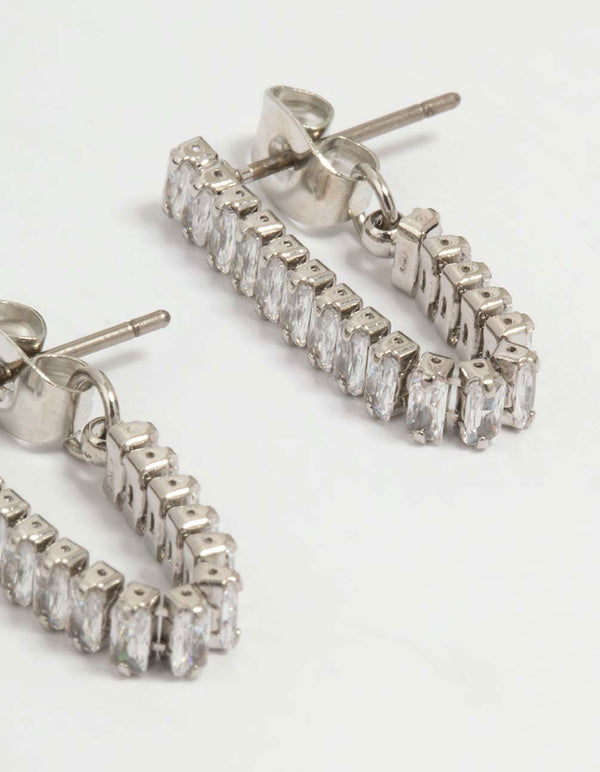 Silver Cubic Zirconia Chain & Sleek Stud Earrings 3-Pack