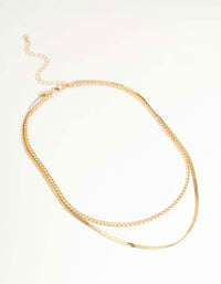 Gold Cubic Zirconia Diamante & Chain Layered Necklace - link has visual effect only