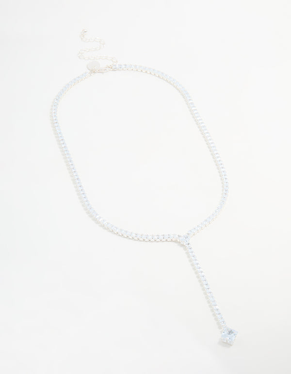 Silver Cubic Zirconia Y-Necklace
