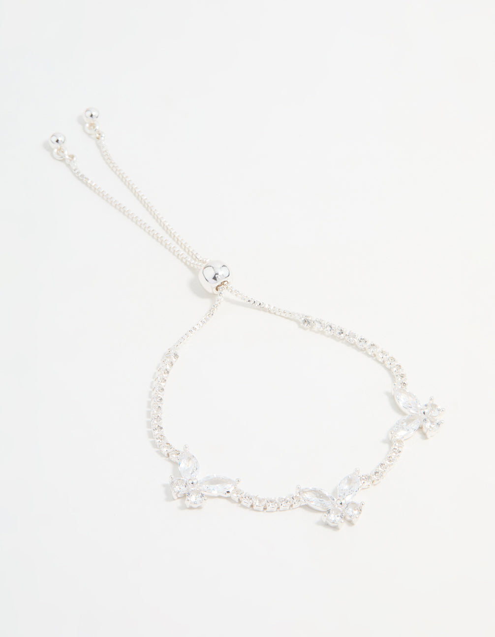 Silver Cubic Zirconia Butterfly Bracelet