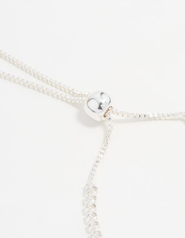 Silver Cubic Zirconia Butterfly Bracelet