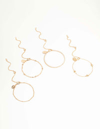 Gold Cubic Zirconia Heart Bracelet & Anklet 4-Pack - link has visual effect only