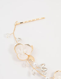 Gold Painted Flower Drop Earrings - link has visual effect only