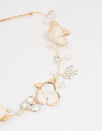 Gold Painted Flower Drop Earrings - link has visual effect only