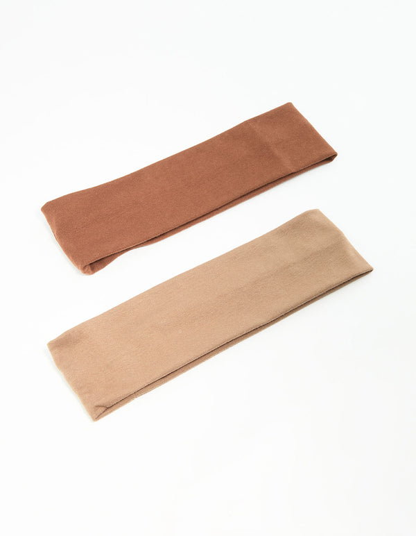 Neutral Toned Fabric Stretch Headbands 2-Pack