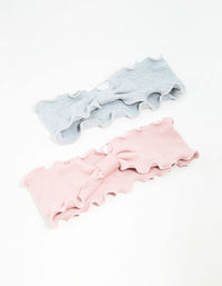Pink & Grey Ruffled Fabric Headbands 2-Pack - link has visual effect only