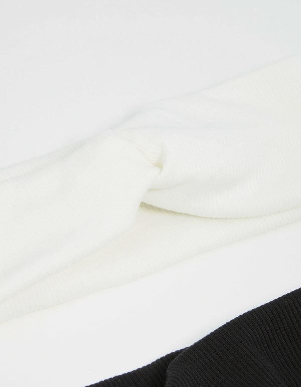 Black & White Ribbed Fabric Twist Stretch Headbands 2-Pack