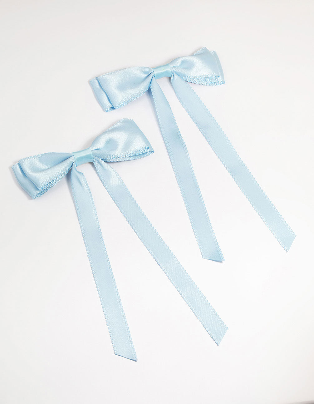 Blue Satin Fabric Scallop Hair Clips 2-Pack