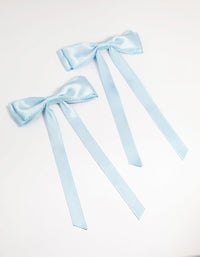 Blue Satin Fabric Scallop Hair Clips 2-Pack - link has visual effect only