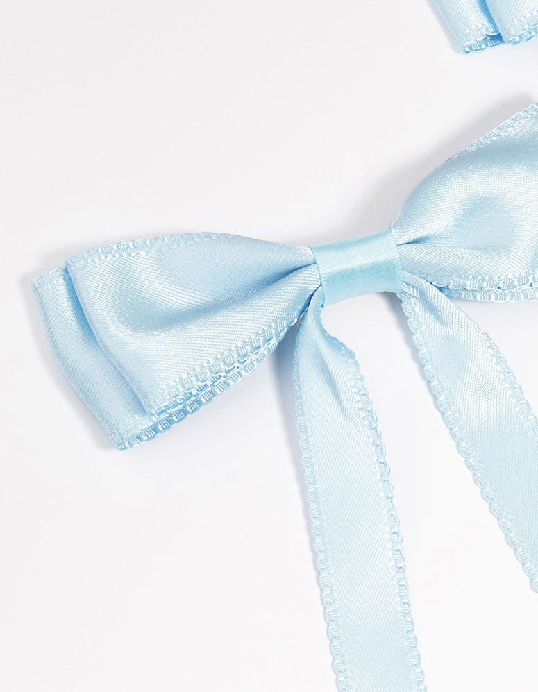 Blue Satin Fabric Scallop Hair Clips 2-Pack