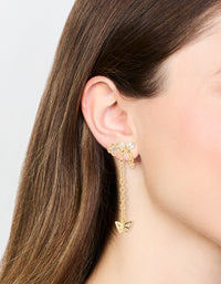 Gold Plated Butterfly Stud & Chain Drop Earrings - link has visual effect only