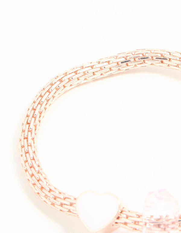 Kids Rose Gold Rainbow Stretch Bracelet & Ring Set