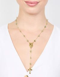 Gold Plated Green Semi Precious Cross Y-Necklace - link has visual effect only