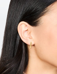 Waterproof Gold Plated Stainless Steel Medium Hoop Earrings - link has visual effect only