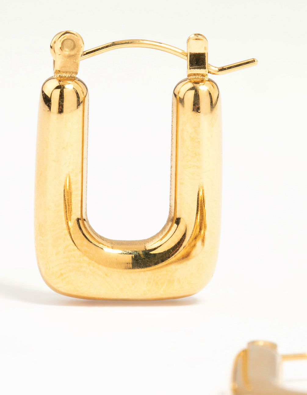Waterproof Gold Plated Stainless Steel Organic Rectangle Hoop Earrings