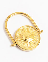 Waterproof Gold Plated Stainless Steel Sun Coin Ring - link has visual effect only