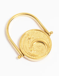 Waterproof Gold Plated Stainless Steel Sun Coin Ring - link has visual effect only