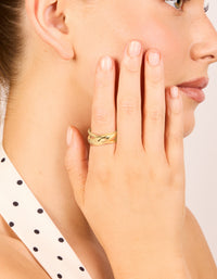 Waterproof Gold Plated Stainless Steel Thick Signet Ring - link has visual effect only