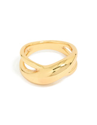 Waterproof Gold Plated Stainless Steel Thick Signet Ring - link has visual effect only