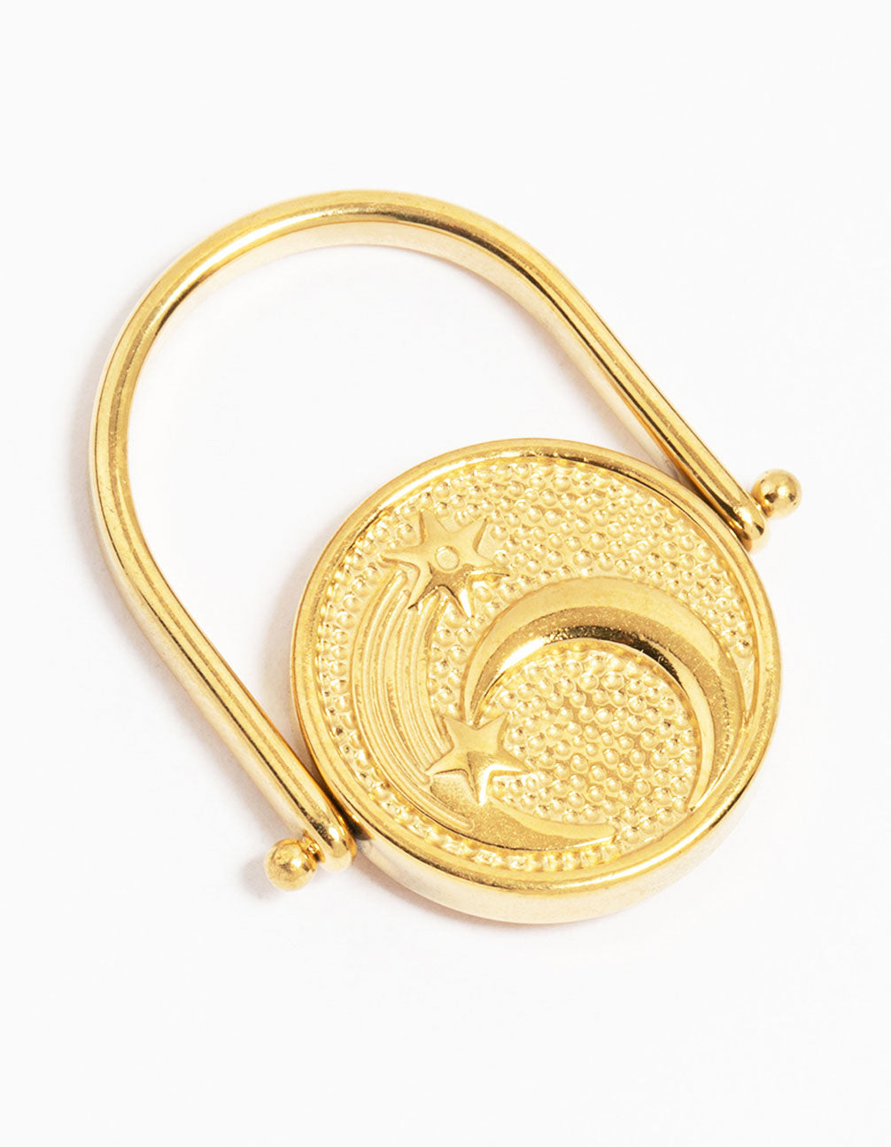 Waterproof Gold Plated Surgical Steel Coin Twist Ring