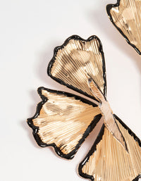 Black & Gold Etched Floral Stud Earrings - link has visual effect only