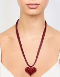 Red Acrylic Puffy Heart Metallic Cord Necklace - link has visual effect only