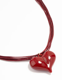 Red Acrylic Puffy Heart Metallic Cord Necklace - link has visual effect only