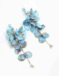Blue Acrylic Petal Large Drop Earrings - link has visual effect only