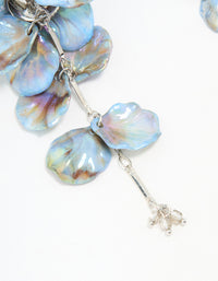 Blue Acrylic Petal Large Drop Earrings - link has visual effect only