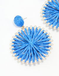 Blue Raffia Diamante Circle Drop Earrings - link has visual effect only