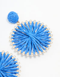 Blue Raffia Diamante Circle Drop Earrings - link has visual effect only
