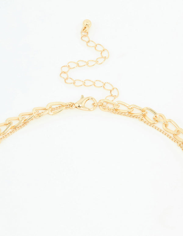 Gold Evil Eye Charm Layered Necklace