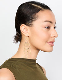 Gold Patterned Tassel Drop Earrings - link has visual effect only