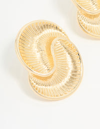 Gold Ribbed Swirl Small Stud Earrings - link has visual effect only