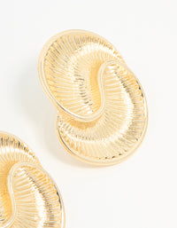 Gold Ribbed Swirl Small Stud Earrings - link has visual effect only
