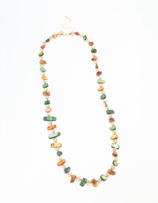 Green & Neutral Beaded Necklace